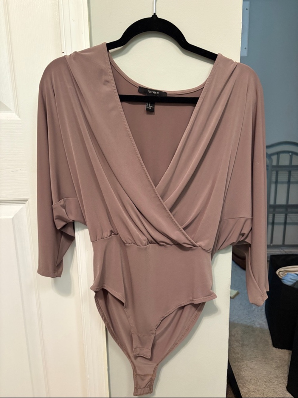 Forever 21 Dusty Mauve Wrap-Front Bodysuit